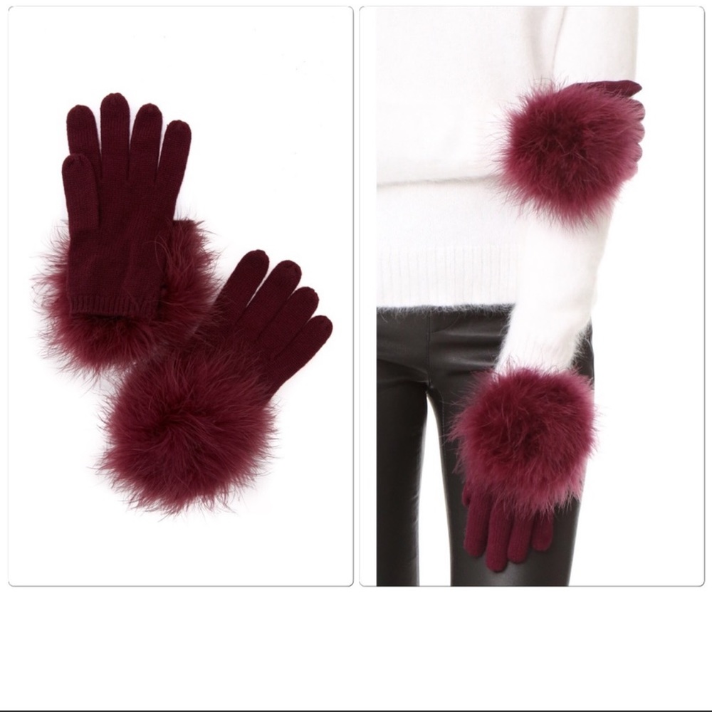 NWOT Kate Spade Maribou Pom Gloves with smart touch fingers